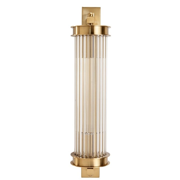 Gold brass finish metal wall light with glass tube