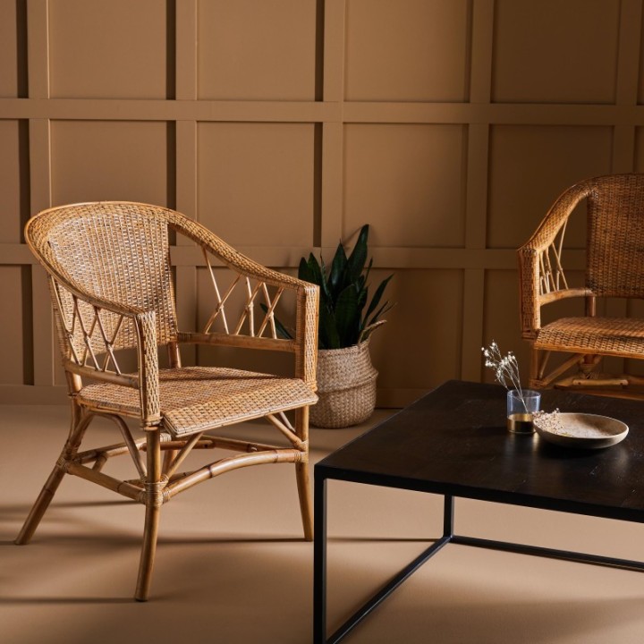Maggy boho-style rattan armchair