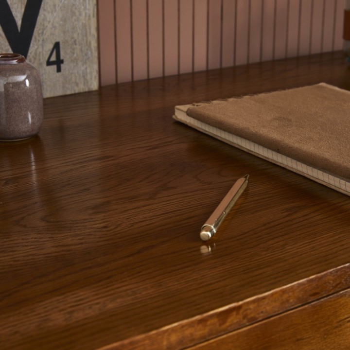 Bureau en chêne brûlé et piètement métal, collection Scarlette