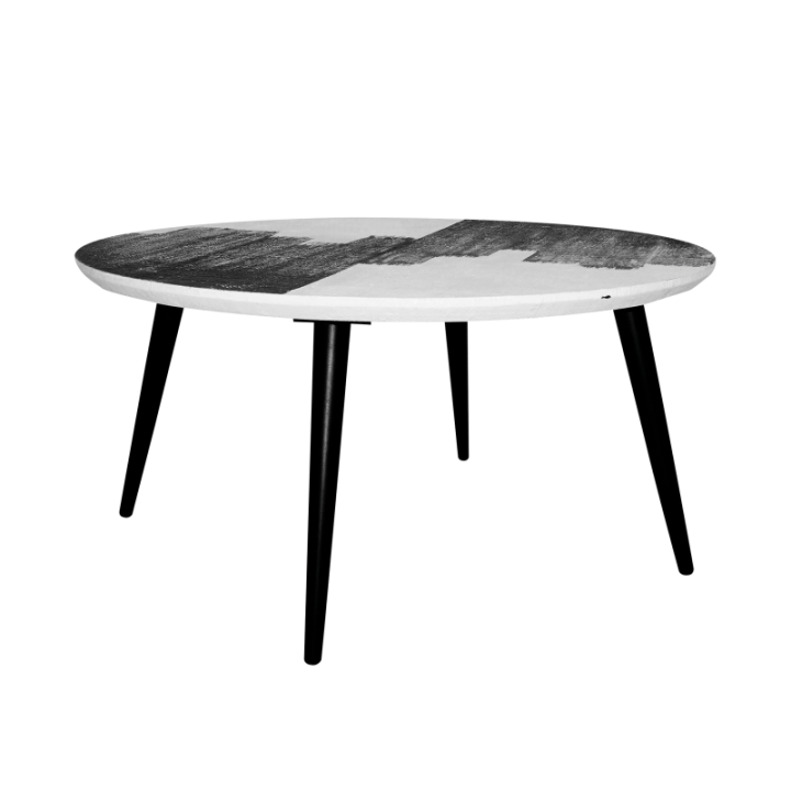 Abstract coffee table with black and white JANUR top