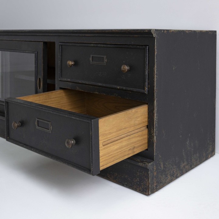 Amsterdam solid wood and glass TV unit
