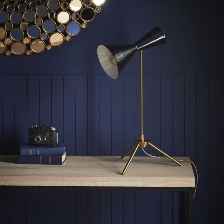 Lampe en métal finition noir et laiton FRANÇOIS