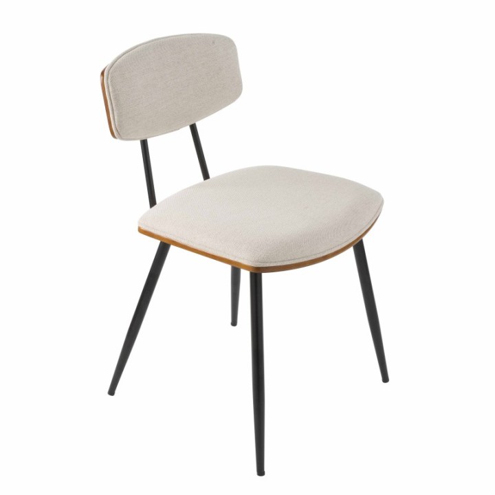 Lot de 6 chaises écru et finition noyer BABETTE