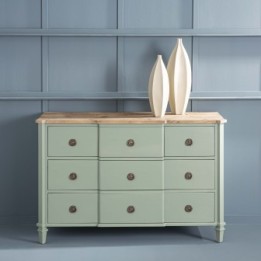 Commode sur mesurable avec plateau en vieux bois, modèle Simone