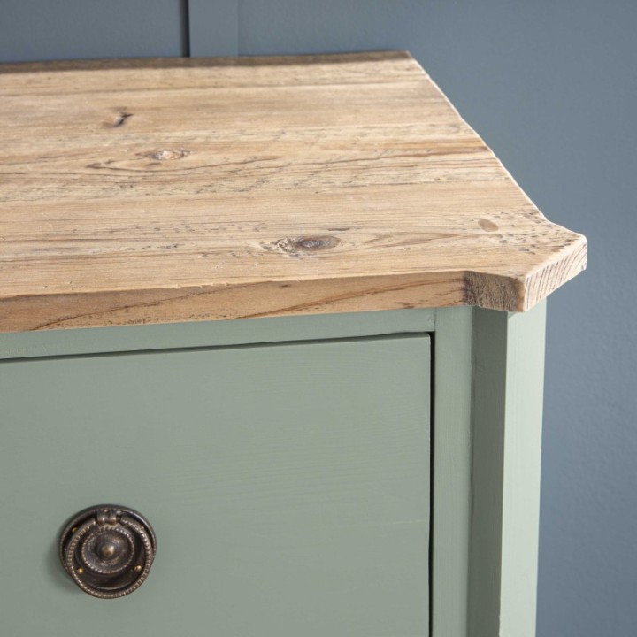 Commode sur mesurable avec plateau en vieux bois, modèle Simone