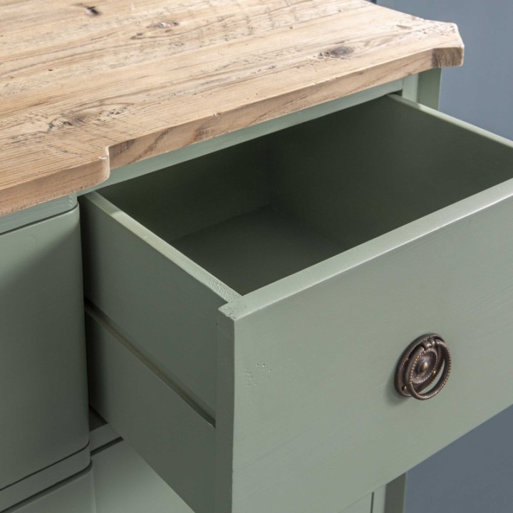Commode sur mesurable avec plateau en vieux bois, modèle Simone