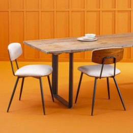 Babette set of 6 ecru chairs with walnut finish