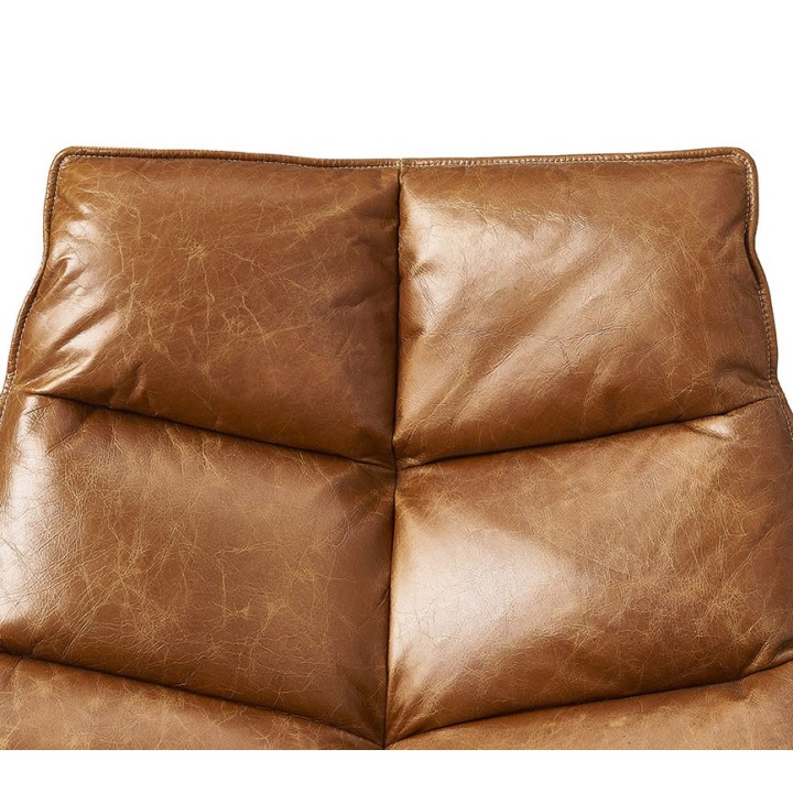 Camel Leather Swivel Armchair - Achille