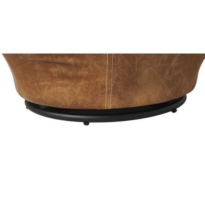 Camel Leather Swivel Armchair - Achille