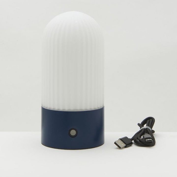 Touareg blue metal and opaline portable lamp