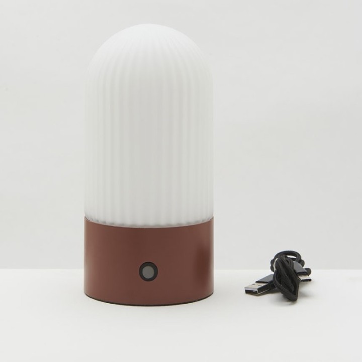 Touareg terracotta metal and opaline portable lamp