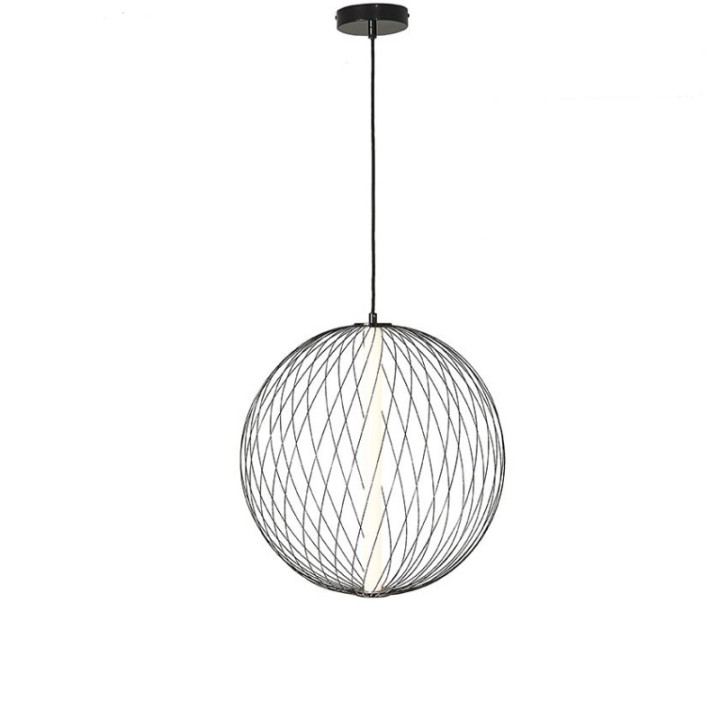 Atome black metal chandelier with globe Dia. 50 cm