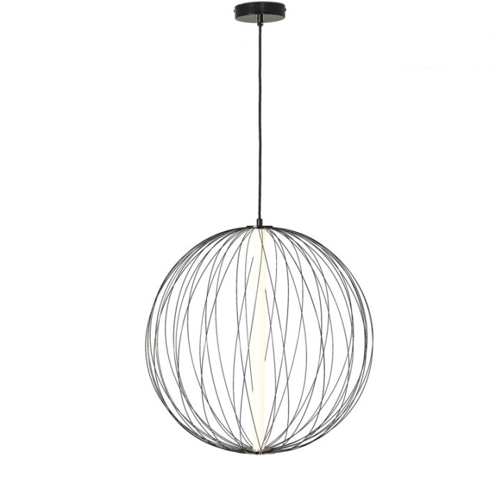Atome black metal chandelier with globe Dia. 60 cm