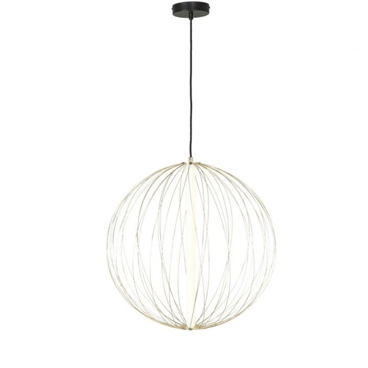 Atome gold metal chandelier with globe Dia. 60 cm