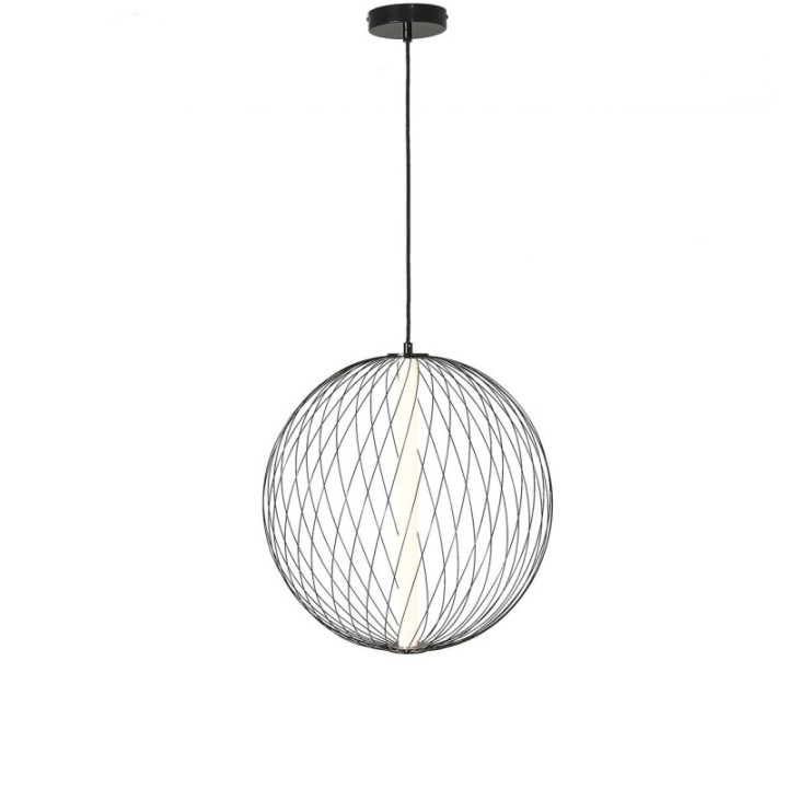 Atome black metal chandelier with globe Dia. 50 cm