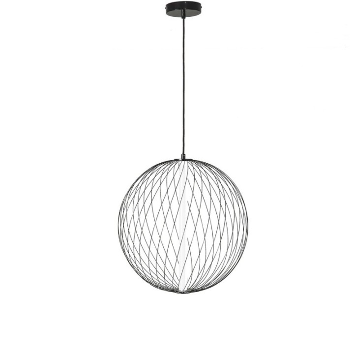 Lustre en métal noir et globe D50 cm ATOME