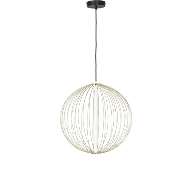 Atome gold metal chandelier with globe Dia. 50 cm
