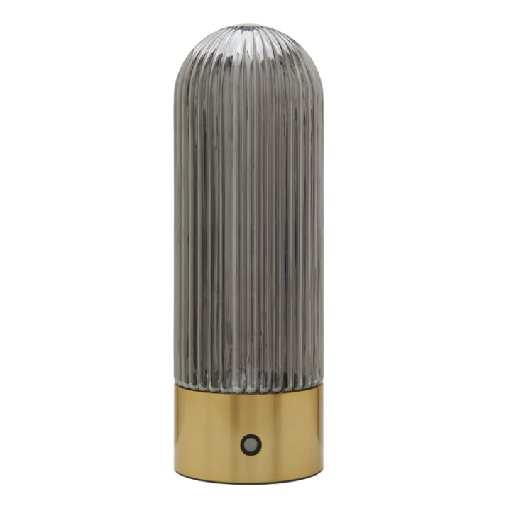 Touareg gold metal and smoked glass portable lamp H27 cm