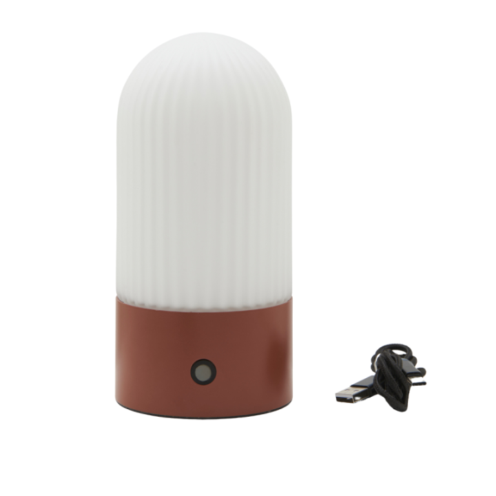 Lampe portable en métal terracotta et opaline TOUAREG