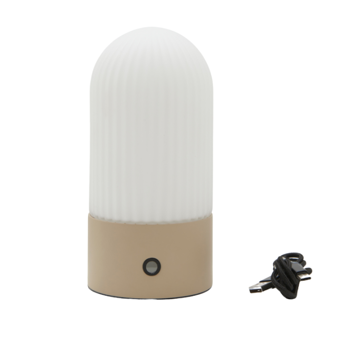 Touareg cream metal and opaline portable lamp