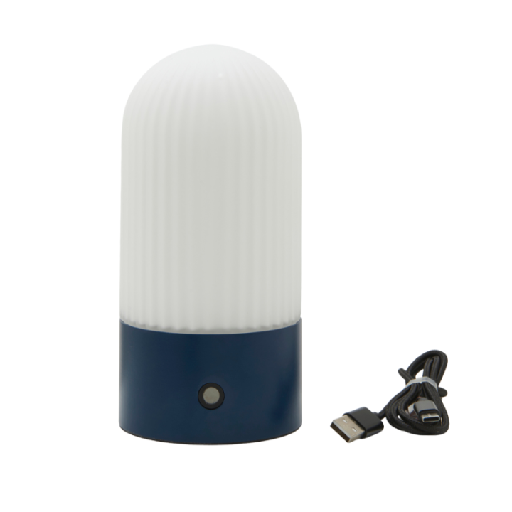 Touareg blue metal and opaline portable lamp