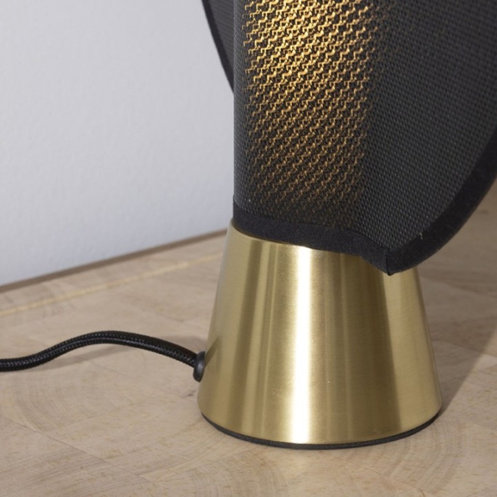 Maille gold metal lamp with black plastic mesh H40 cm