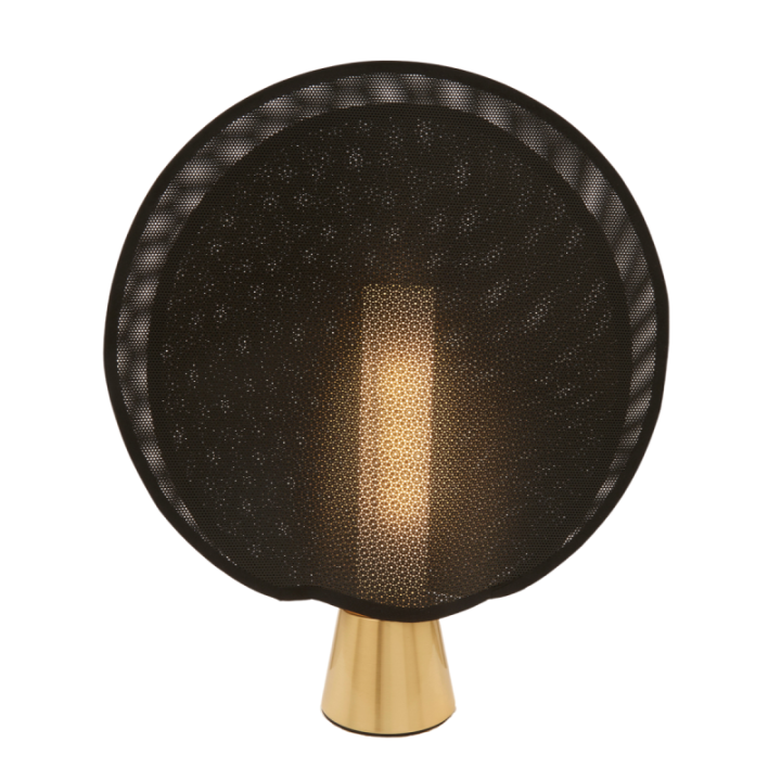 Maille gold metal lamp with black plastic mesh H40 cm