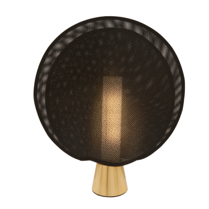 Maille gold metal lamp with black plastic mesh H33 cm