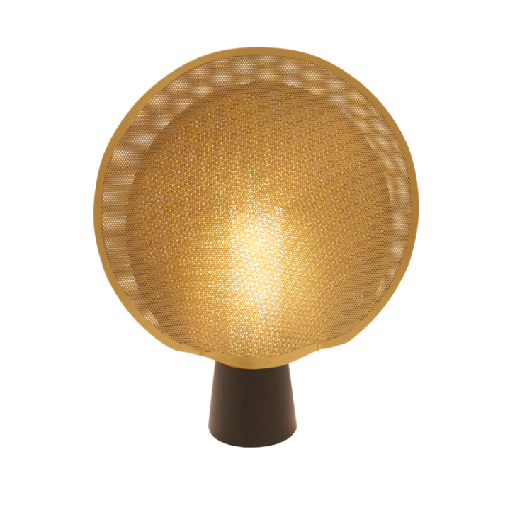 Maille black metal lamp with gold plastic mesh H33 cm