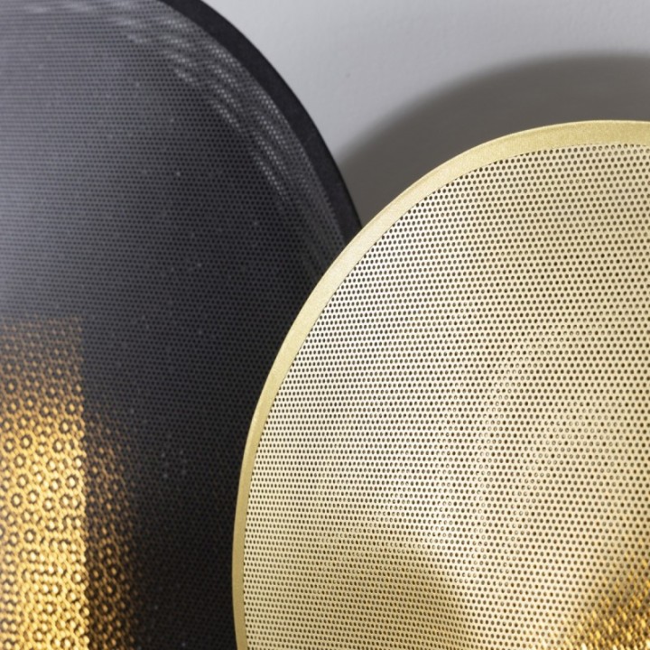 Maille black metal lamp with gold plastic mesh H33 cm