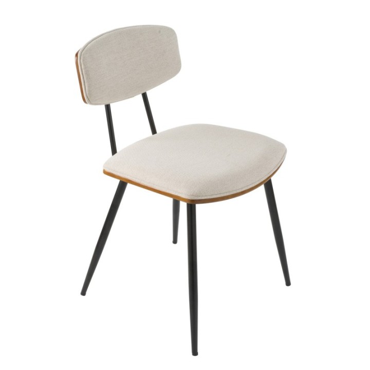 Lot de 6 chaises écru et finition noyer BABETTE