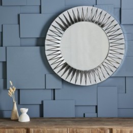 Anémone round mirror with relief frame