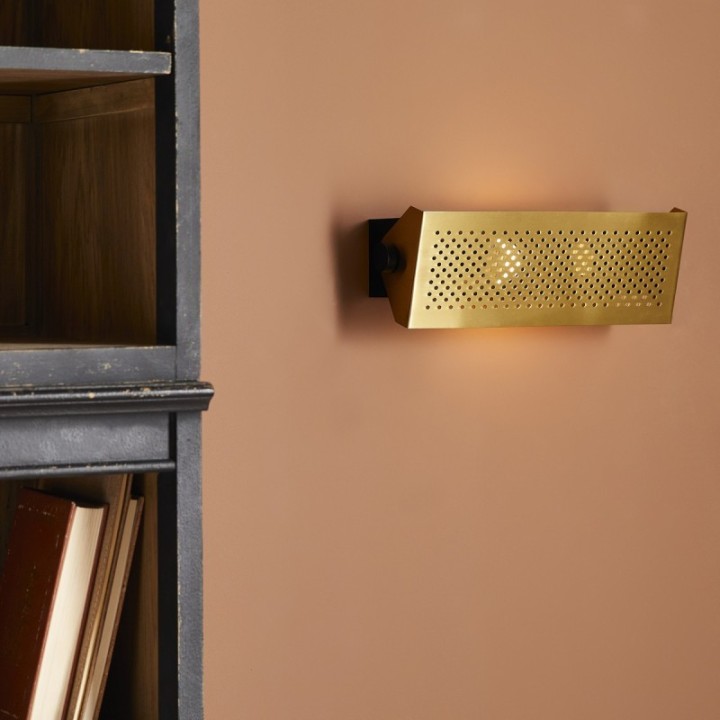 VEGAS brass finish metal wall light with perforated plate