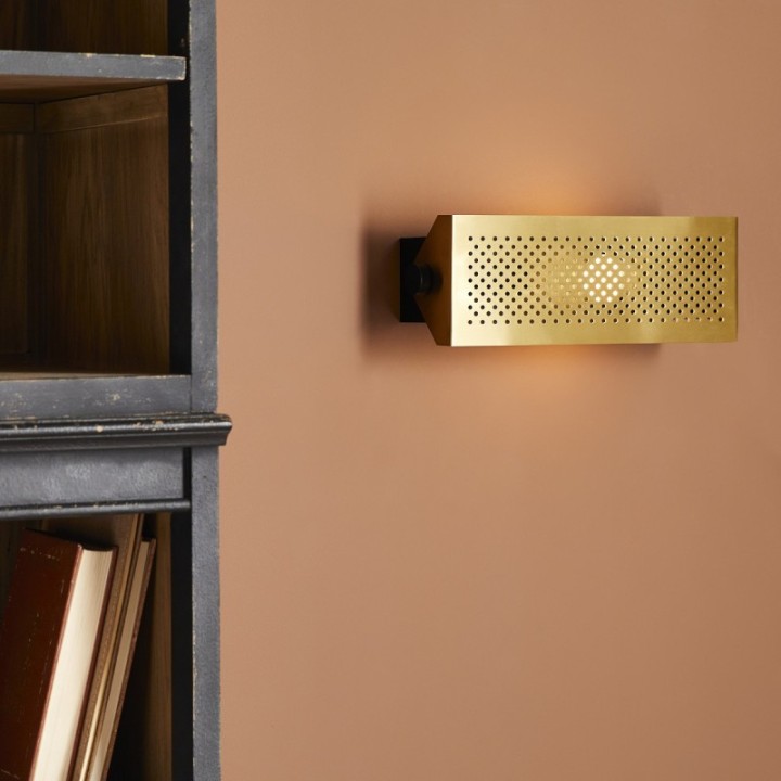VEGAS brass finish metal wall light with perforated plate