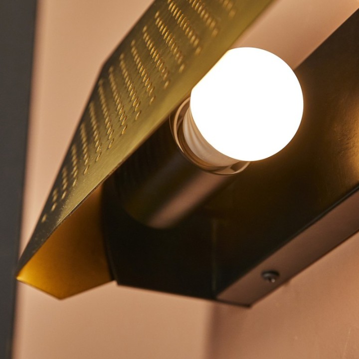 VEGAS brass finish metal wall light with perforated plate