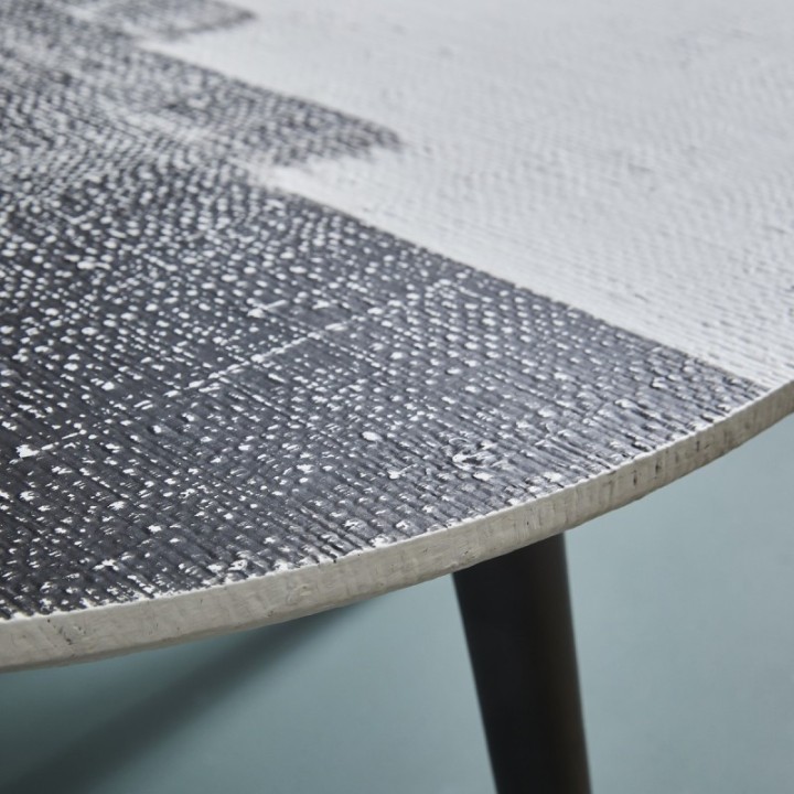 Abstract coffee table with black and white JANUR top