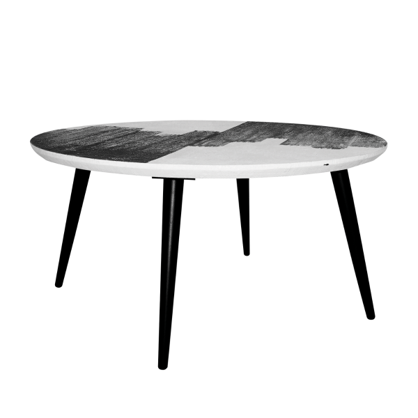 Table basse plateau en JANUR noir et blanc ABSTRACT