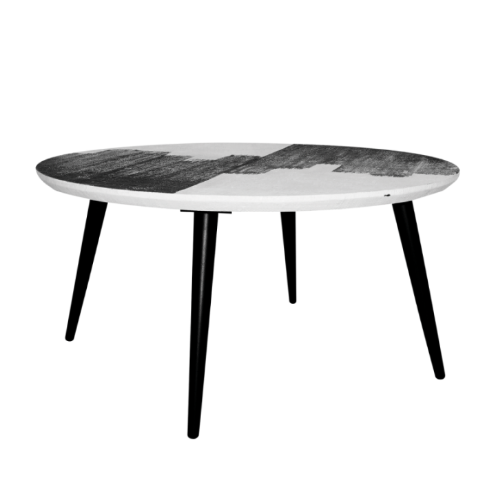 Abstract coffee table with black and white JANUR top