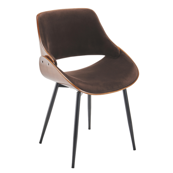 Mannix set of 4 brown velvet chairs with metal legs