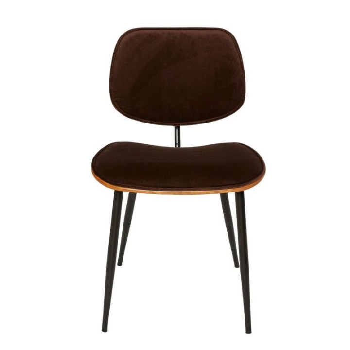 Olympia set of 6 brown velvet chairs with metal legs
