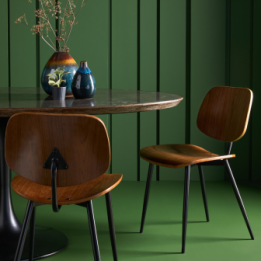 Olympia set of 6 walnut finish chairs with metal legs
