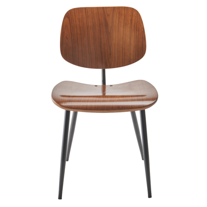 Olympia set of 6 walnut finish chairs with metal legs