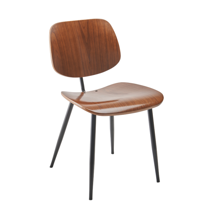Olympia set of 6 walnut finish chairs with metal legs