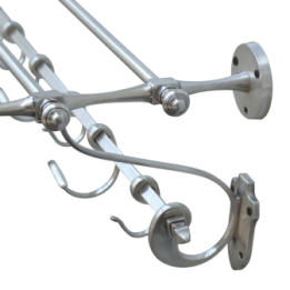 Aged silver finish brass coat rack with 12 hooks
