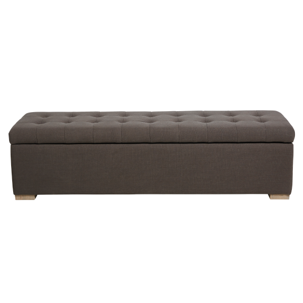 Banc coffre en bois avec revêtement tissu gris VATICAN