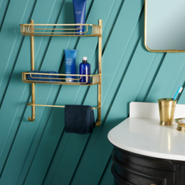Etagère de salle de bain en laiton doré