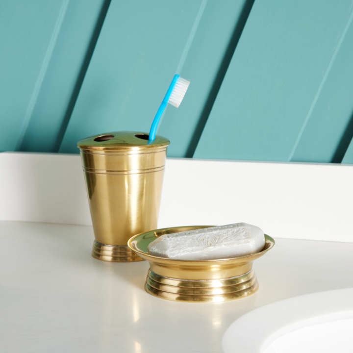 Gold finish brass soap dish