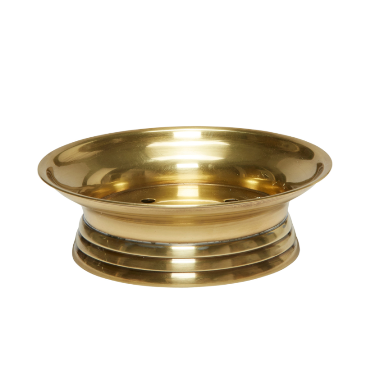 Porte savon perforé vintage en laiton doré
