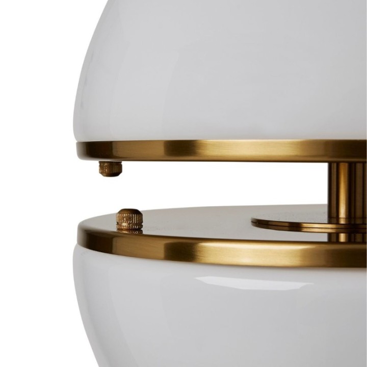 Montparnasse gold metal pendant light with opaline globe