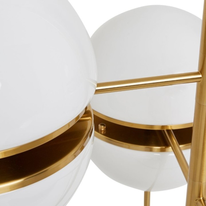 Montparnasse gold metal chandelier with opaline globes